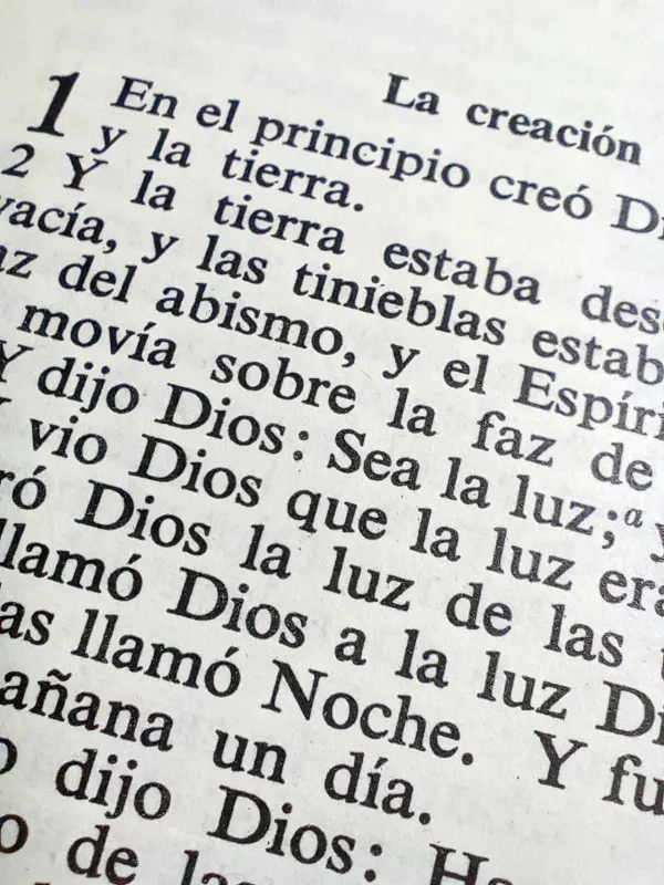 Fotografía de la página donde aparece Génesis I